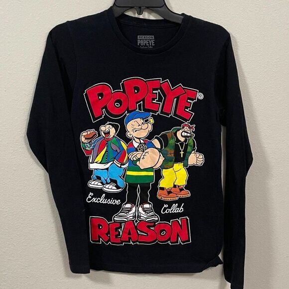 Popeye Reason Men's Long Sleeve Graphic T-shirt tee size small - Picture 1 of 3